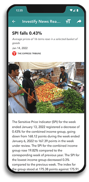 Investify business news reader for Pakistan finance and stock market news